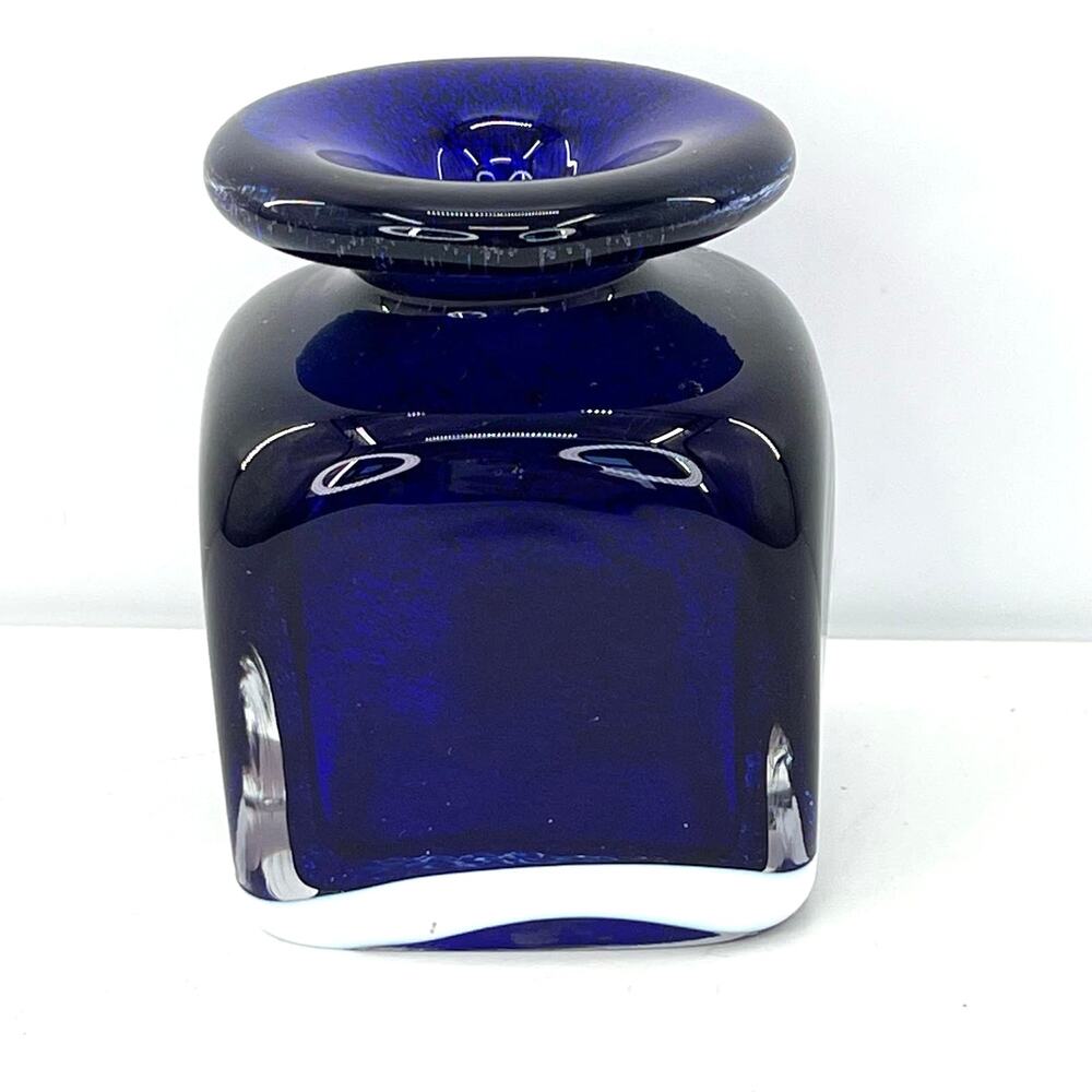Bohemia Crystal Czechoslovakia hand made Summers cobalt blue bud vase